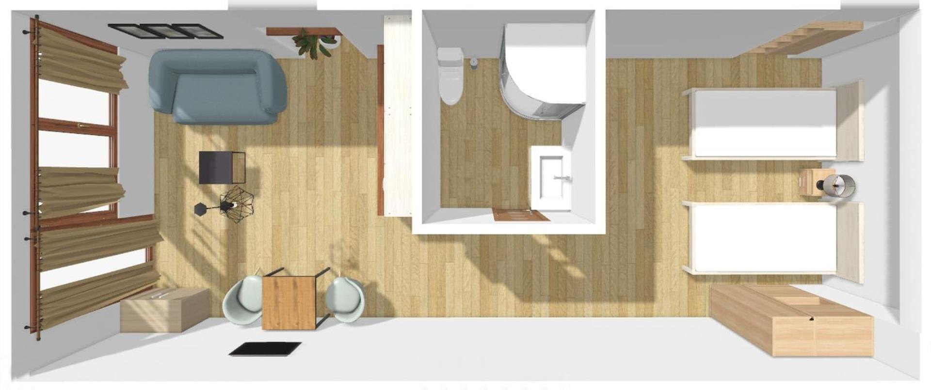 Půdorys apartmánu B3 (vizualizace)